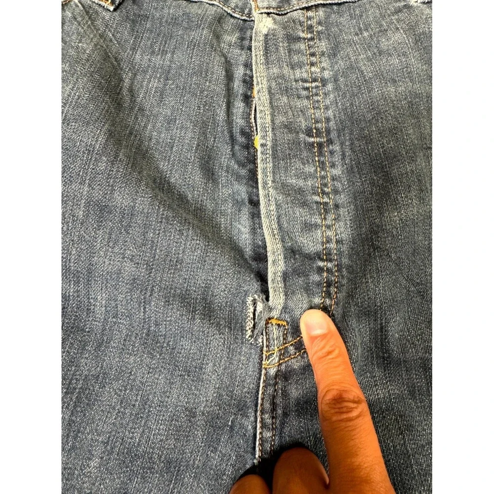 Levis 501 Original Jeans Men 42x30 Blue Whiskering Denim Button Fly Straight Leg